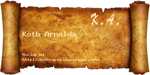 Koth Arnolda névjegykártya